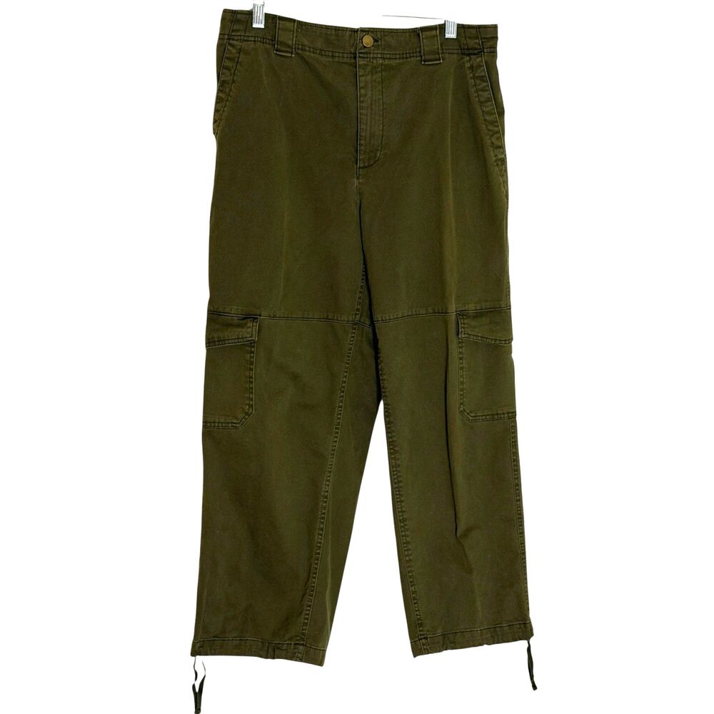 Old Navy Womens Crop Cargo Pants Cinch Hem Olive Green L